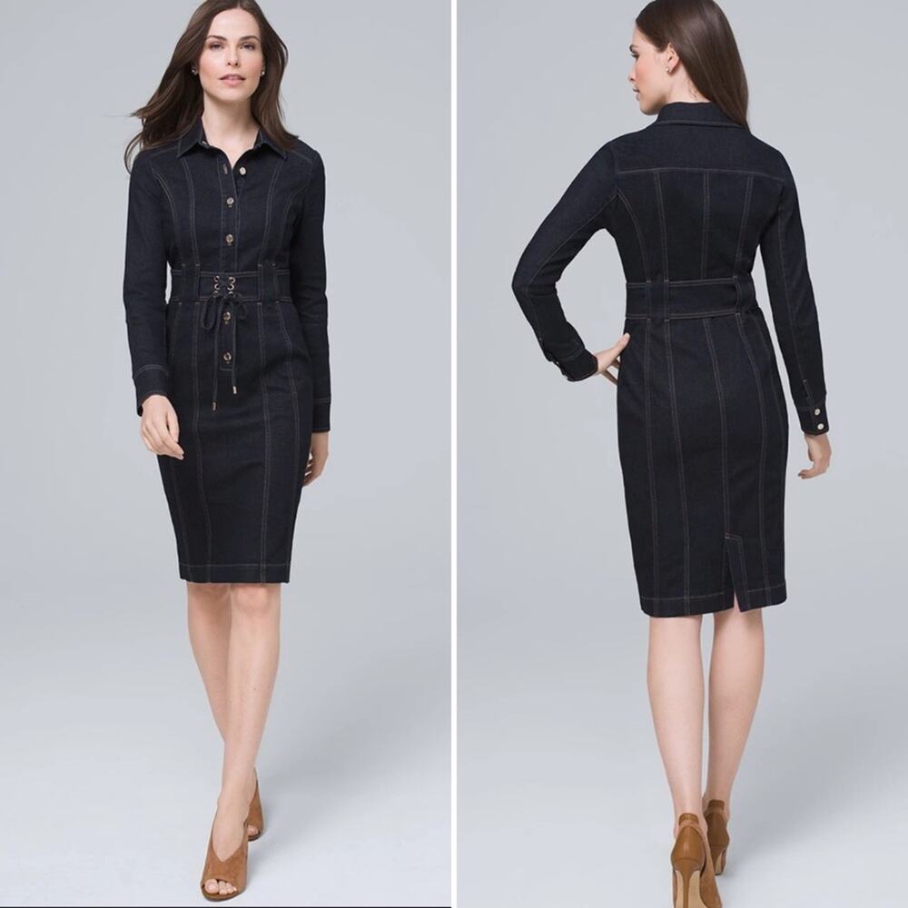 WHBM Denim Long sleeve Dress